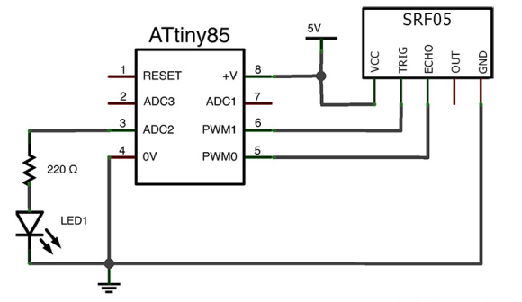 SONAR SRF05 CON ATTINY85