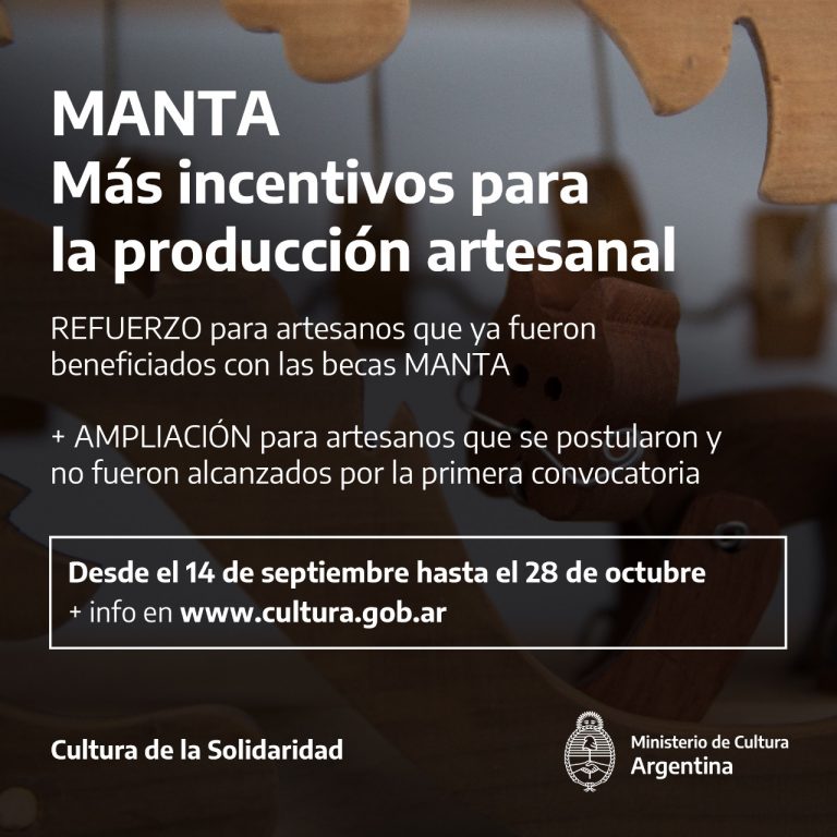 Se extiende el incentivo a la producción artesanal del Programa MANTA